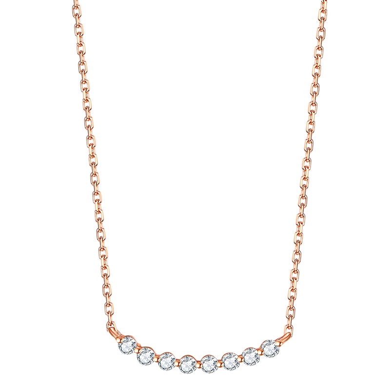 佐卡伊 悦己 18K金微笑钻石项链女排钻项链锁骨链专柜同款