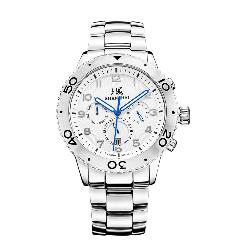 上海手表上海牌手表男士多功能系列户外运动全自动机械表男表三眼多功能运动手表计时防水商务国潮手表0209