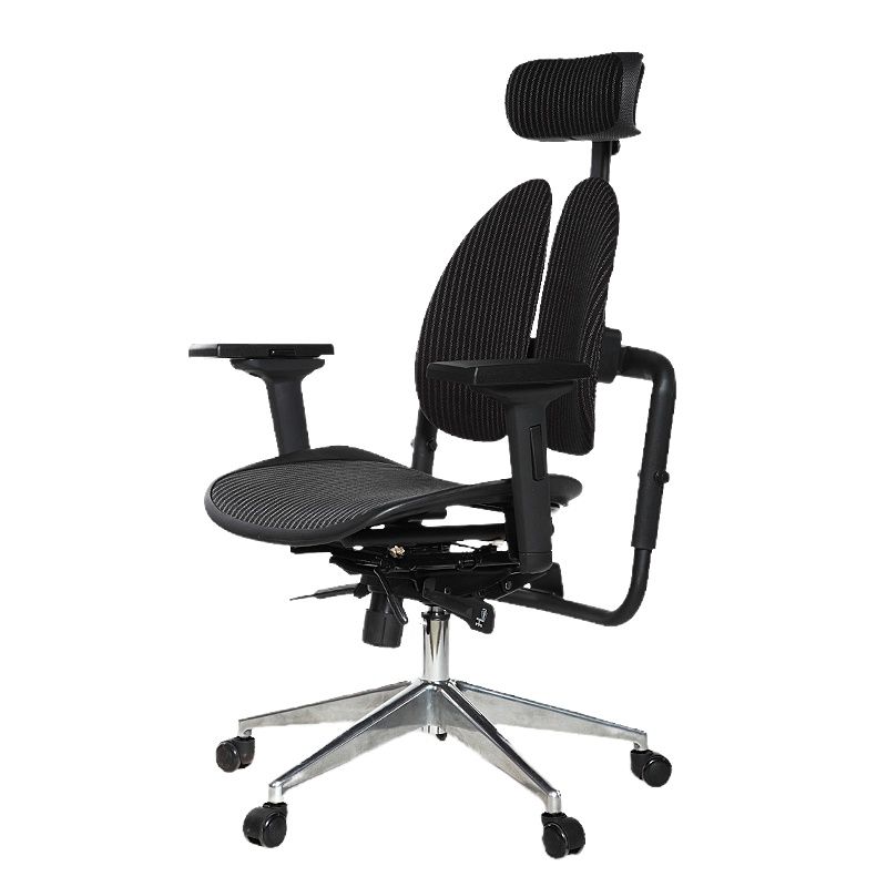 普格瑞司 电脑椅老板椅办公椅可躺人体工学椅家用透气网布椅 PH-21BH 黑色 换两用锁轮 bd