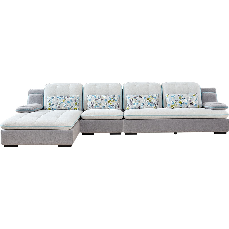 全友家居 简约现代贵妃布艺沙发 可拆洗沙发 客厅转角布沙发组合家具102137
