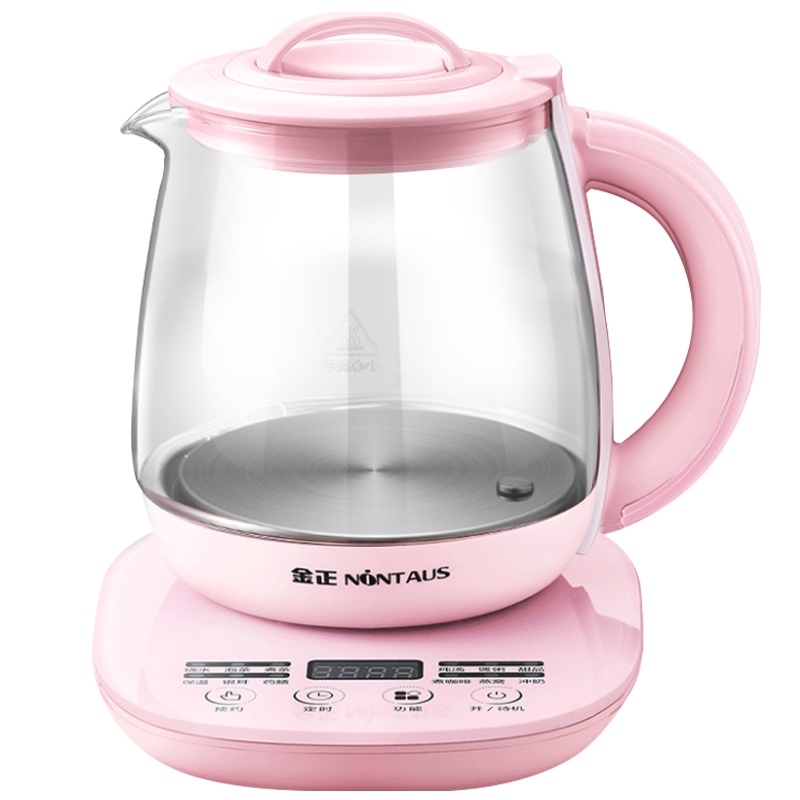 金正(NiNTAUS)养生壶 0.8L多功能智能家用办公室煮茶 触屏式高硼硅玻璃 黑茶花茶煮水壶粉色带滤网 B18