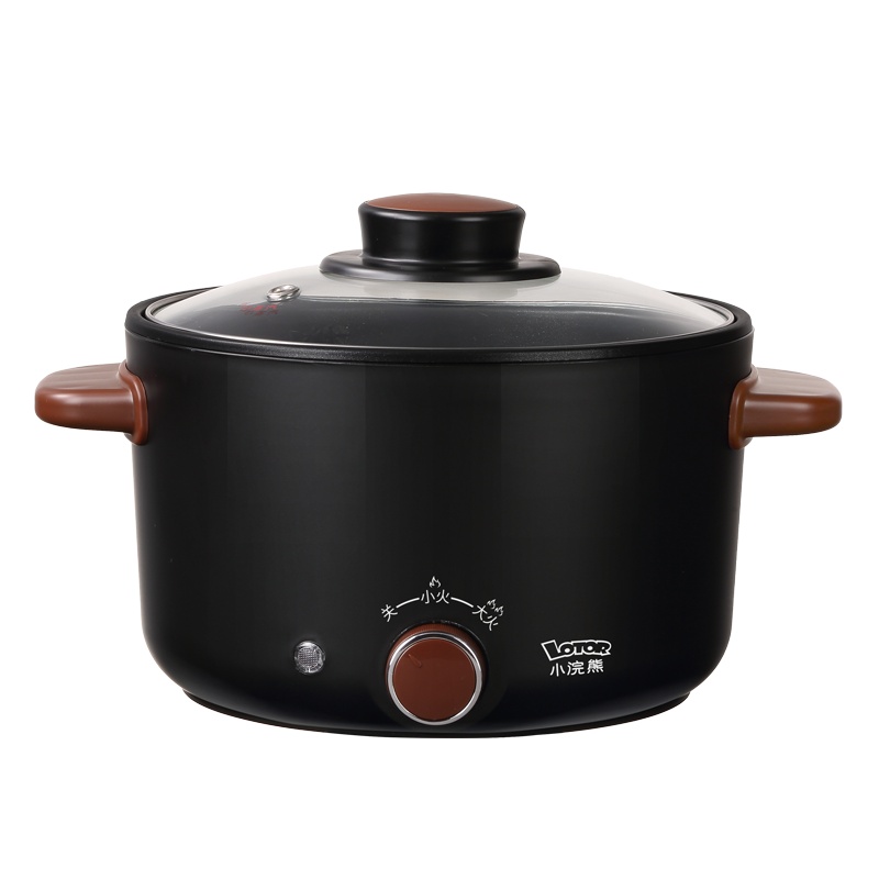 小浣熊25C-H-BZ黑色2L不粘内胆家用多功能宿舍学生电炒锅热炒菜蒸煮一体锅电煮锅