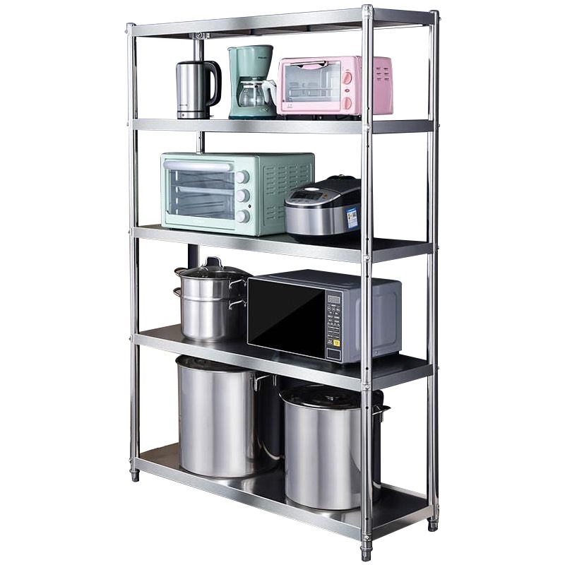 铭威盾不锈钢厨房置物架五层落地式收纳架储物架多层碗柜货架4五层架子