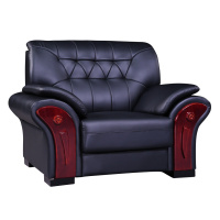 HiBoss办公沙发接单会客沙发黑色单人皮沙发