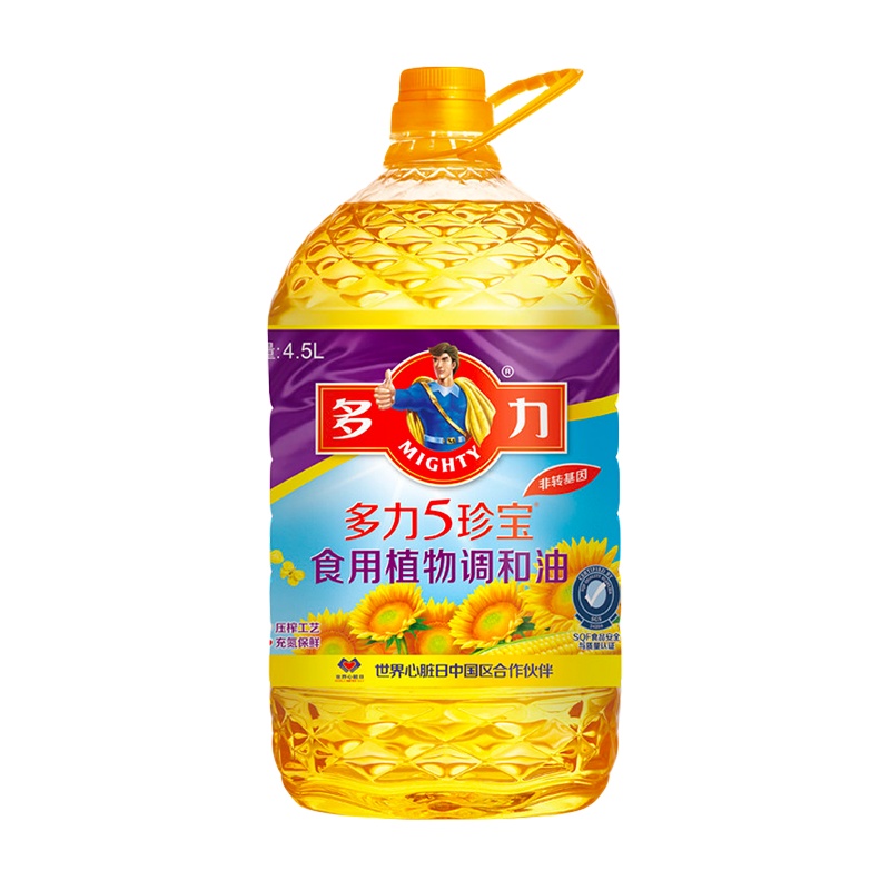 多力5珍宝食用植物调和油4.5L 含葵花籽食用油