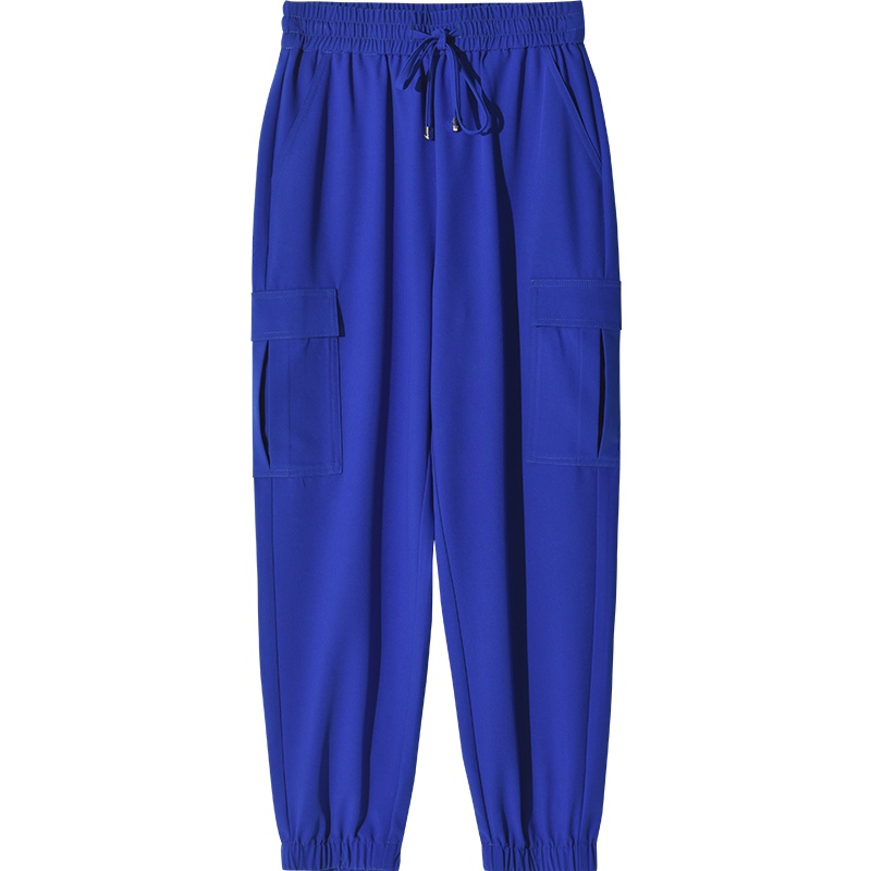 娅丽达女裤工装裤女2019秋季新款宽松九分哈伦裤松紧腰束脚运动裤I3501