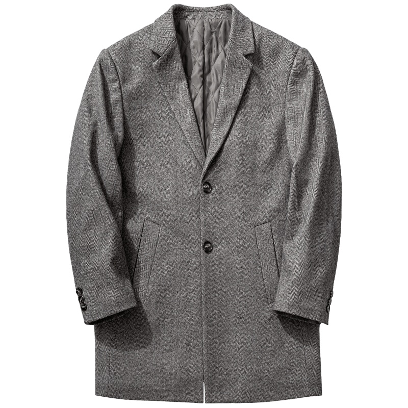 千纸鹤男士呢子外套2019冬季新款时尚经典翻领中长款大衣男69066