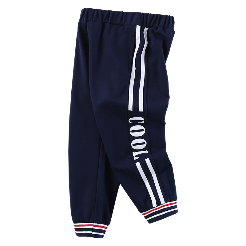 猫人字母条纹款男童运动裤儿童卫裤春秋款百搭小孩裤子薄款超酷