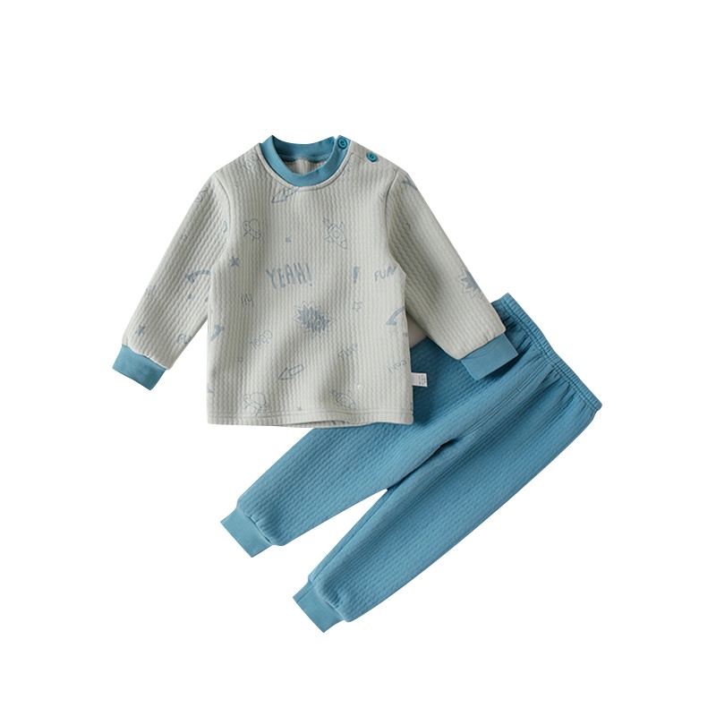 猫人男宝宝保暖内衣套装儿童加厚秋冬衣服婴儿夹棉秋衣男童秋裤