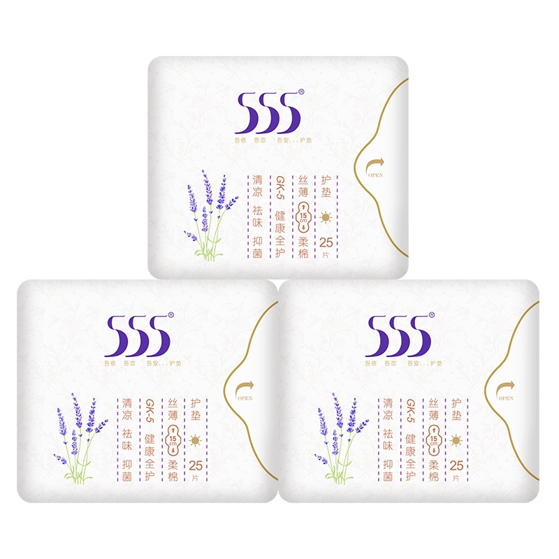 555护垫健康全护无护翼复合式卫生抑菌护垫150mm3包共75片