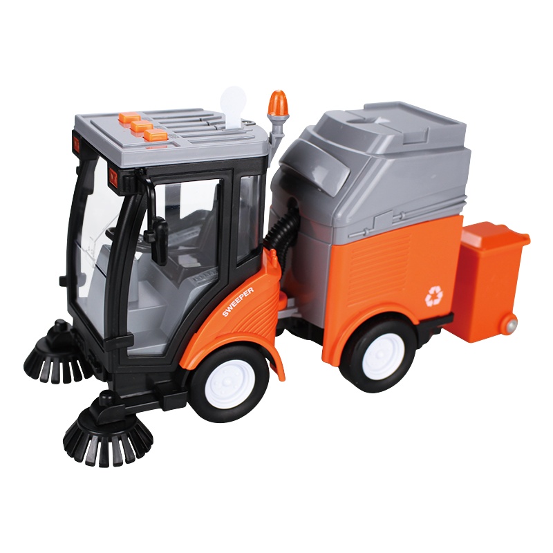 文艺仿真儿童大号惯性扫地车男孩仿真车讲故事音乐灯光音效环卫早教玩具(W680A仿真1:16惯性扫地车)