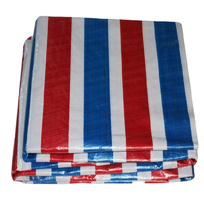 色匠 彩条布防水雨布防尘防晒布加厚（红白蓝色）4*50米