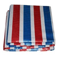 色匠 彩条布防水雨布防尘防晒布加厚（红白蓝色）4*50米