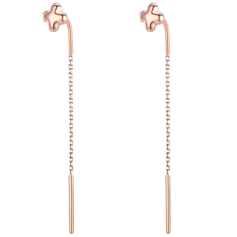 佰色传情(BRIR)18K金耳线彩金耳环Au750正品玫瑰金耳钉L形防脱落耳饰日常时尚韩版百搭耳钉送女友送闺蜜生日礼物