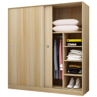 推拉衣柜现代简约出租房家用卧室实木质衣柜收纳衣橱经济型 长160CM主柜+顶柜 2组装安心抵