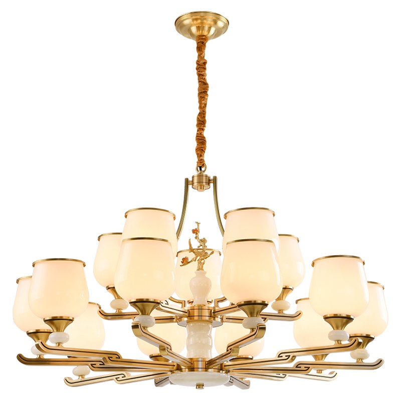 华阁 现代中式中式灯客厅吊灯新中式餐厅吊灯全铜系列卧室酒店别墅吊灯灯具