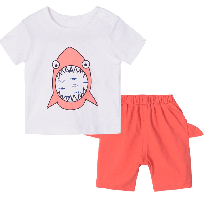 贝贝怡男女宝宝纯棉短袖套装夏装透气短T恤短裤192T330