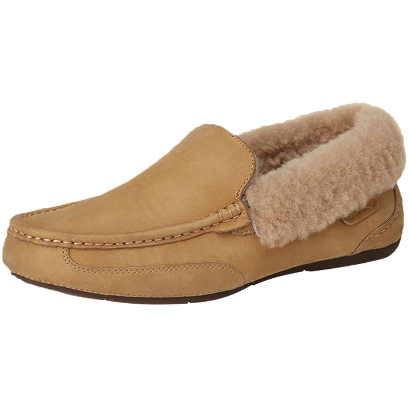 JUMBO冬季羊毛皮一体豆豆鞋男时尚翻毛平底鞋