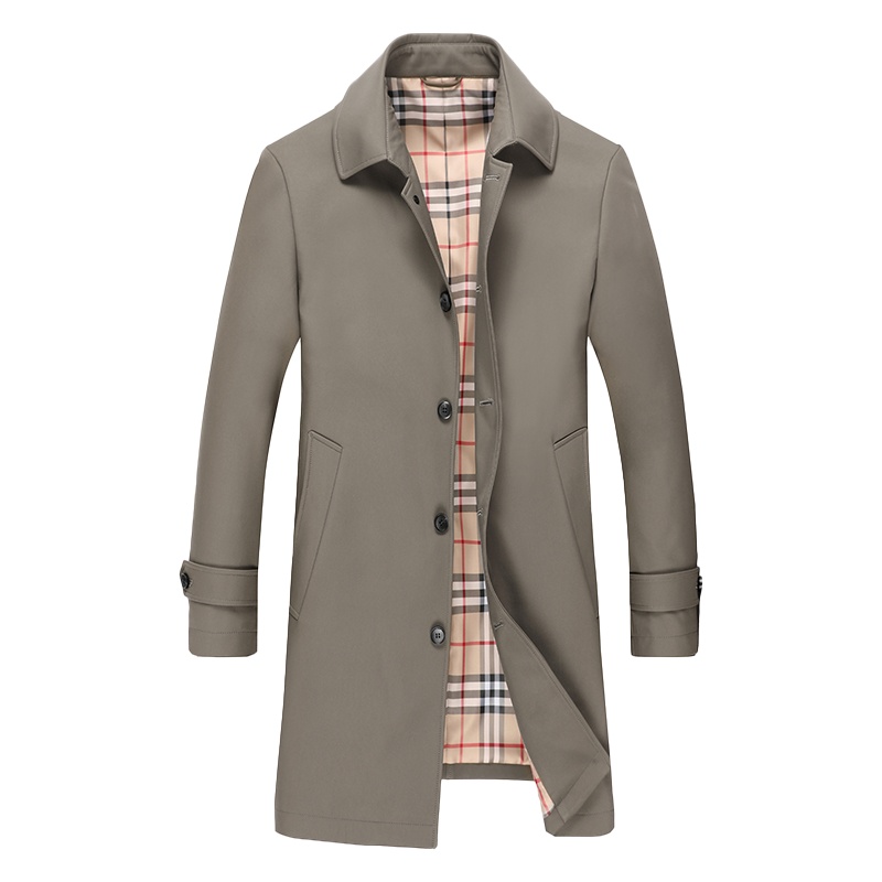 鸭鸭(yaya)男装商务休闲风衣外套简约时尚翻领外套