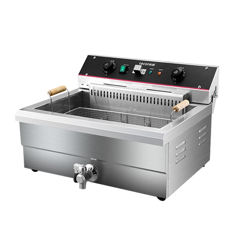 乐创(lecon)电炸炉EH-20V商用油炸锅小吃炸串机炸薯条机炸油条机(20L单缸豪华机械控温款) 4800w大功率