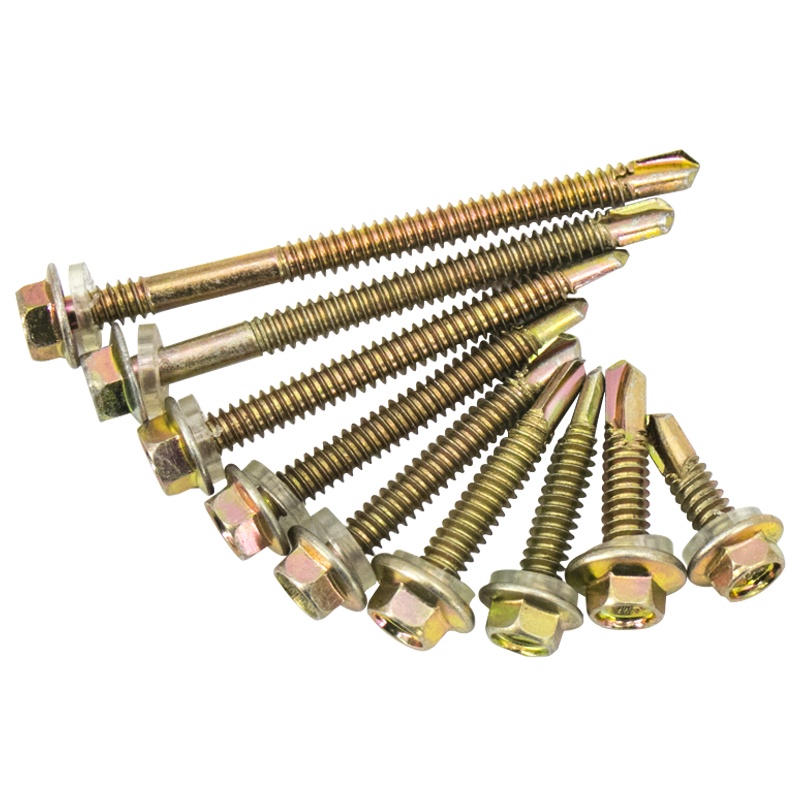 海斯迪克 HK-12 彩锌外六角自攻自钻螺丝钉 钻尾燕尾螺丝 木螺钉彩锌瓦钉