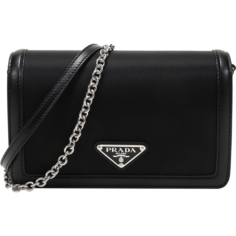 PRADA 普拉达 女士 织物配皮手提单肩斜挎包手拿包迷你款 1BP019 2DLN