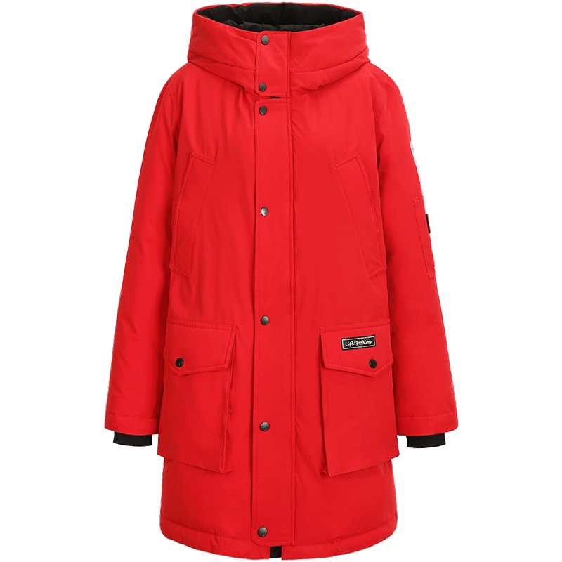 高梵羽绒服女中长款2019新款时尚工装韩版连帽加厚保暖秋冬季外套