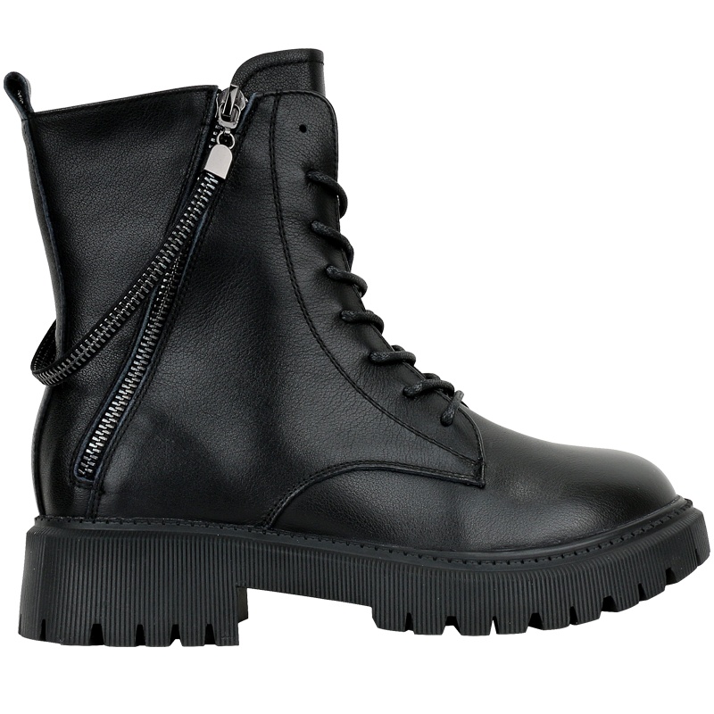 名人传2020冬季新款马丁靴英伦厚底绒毛头层牛皮后持拉链