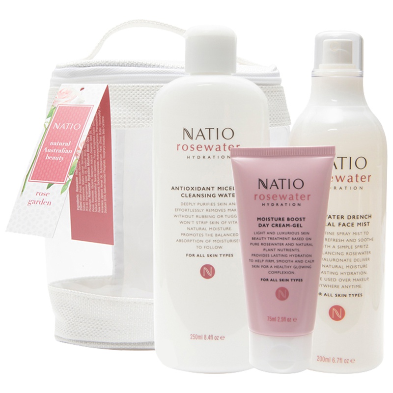 NATIO/娜迪奥玫瑰花园保湿护肤套装250ml/瓶+200ml/瓶+75ml/瓶 清爽不油腻温和不刺激 澳洲进口