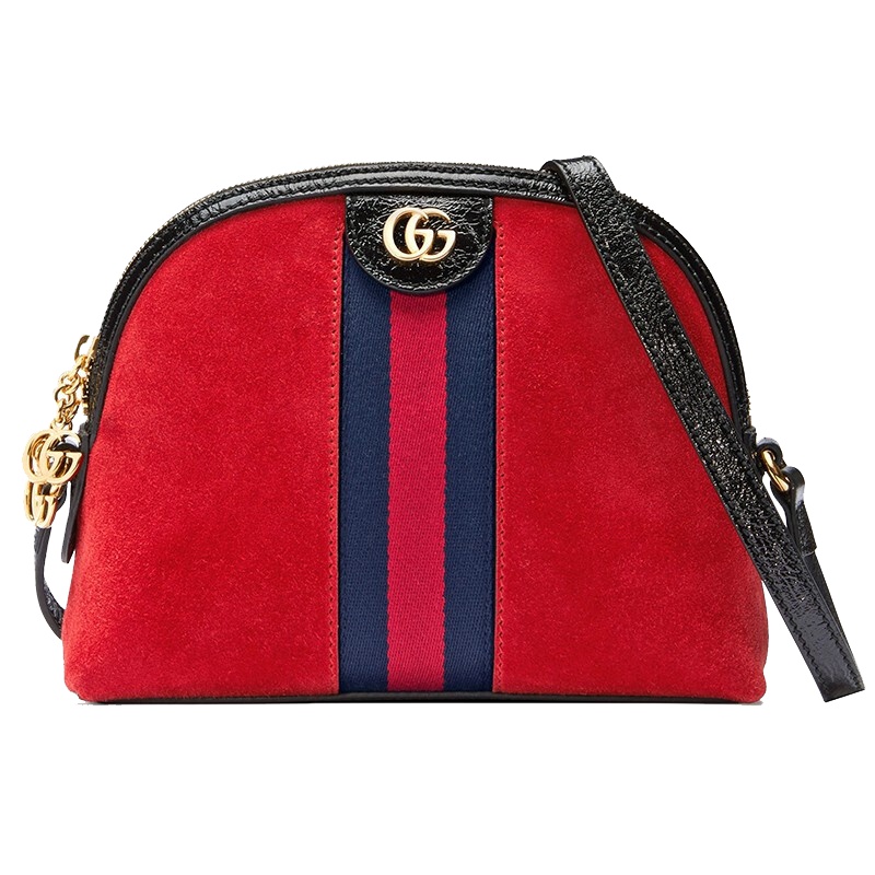 [海外直邮]GUCCI 古驰19新款芙蓉红麂皮复古小号单肩包斜挎包499621 D6ZYG 8670