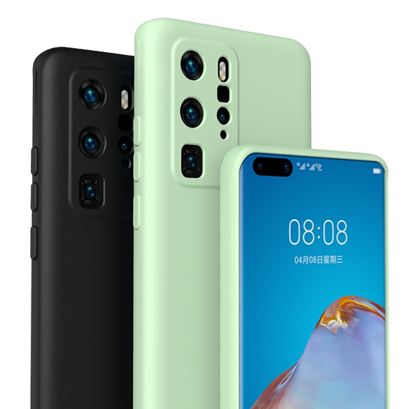 ESCASE 华为p40pro手机壳 液态硅胶保护套 新升级全包镜头保护壳 防摔超薄男女款 优雅黑