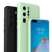 ESCASE 华为p40pro手机壳 液态硅胶保护套 新升级全包镜头保护壳 防摔超薄男女款 优雅黑