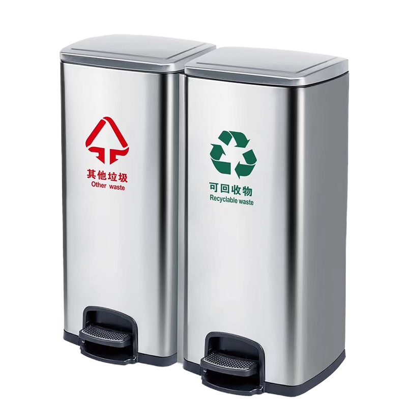 惠洁脚踏分类垃圾桶(60L)NL-H002银色