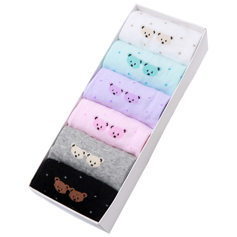 浪莎袜子女 纯棉短袜 夏季全棉薄款 韩国可爱女士春秋彩色中筒袜韩版