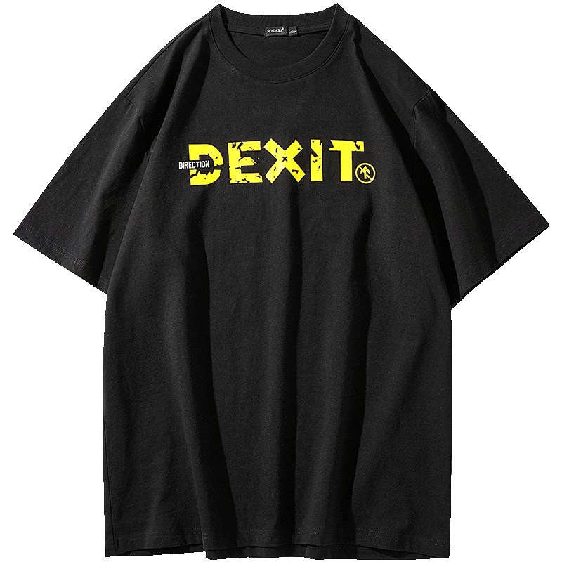 No.1dara男生黑色宽松短袖t恤潮牌字母纯棉半袖韩版百搭圆领体恤