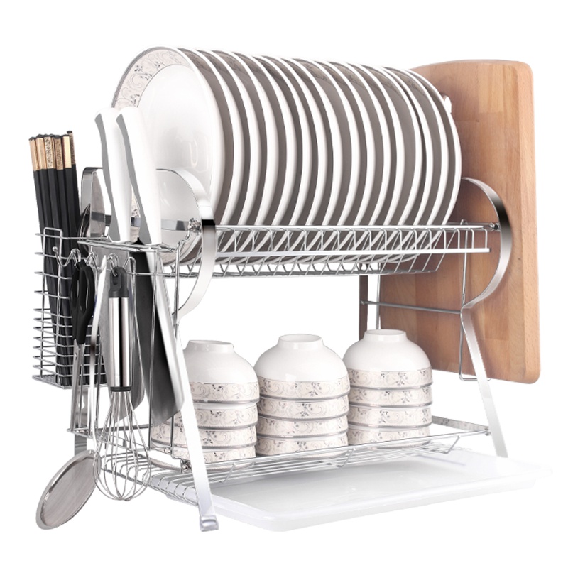 四季沐歌（MICOE） 厨房挂架置物架碗架双层沥水不锈钢碗碟架刀架筷子筒厨房用品收纳架