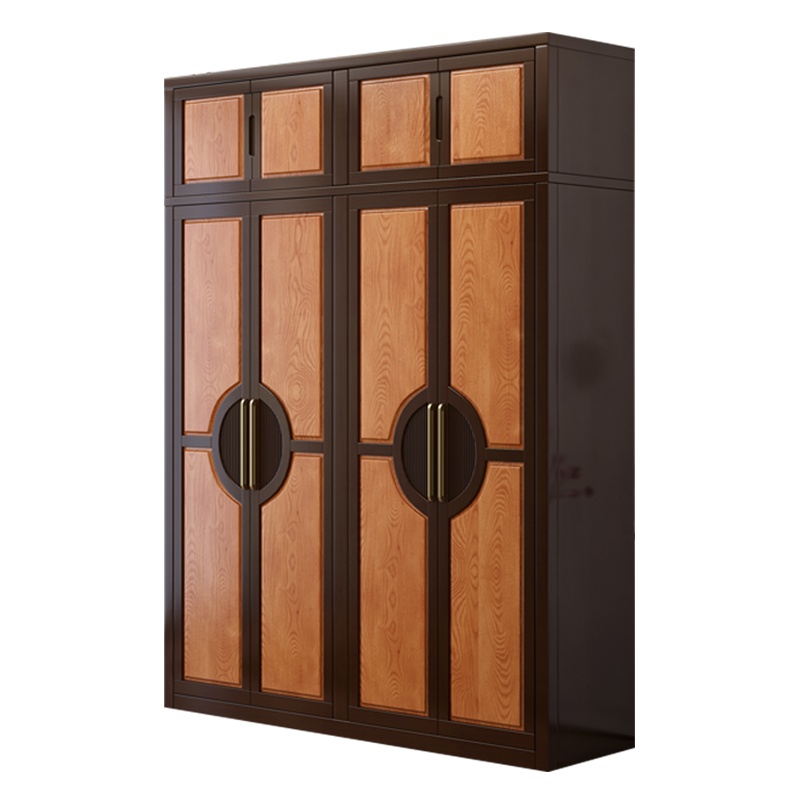 景山百岁 衣柜 实木衣柜 新中式衣柜 四门衣柜 对开衣柜 成套家具 卧室家具组合 拼色衣柜 加顶衣柜 904