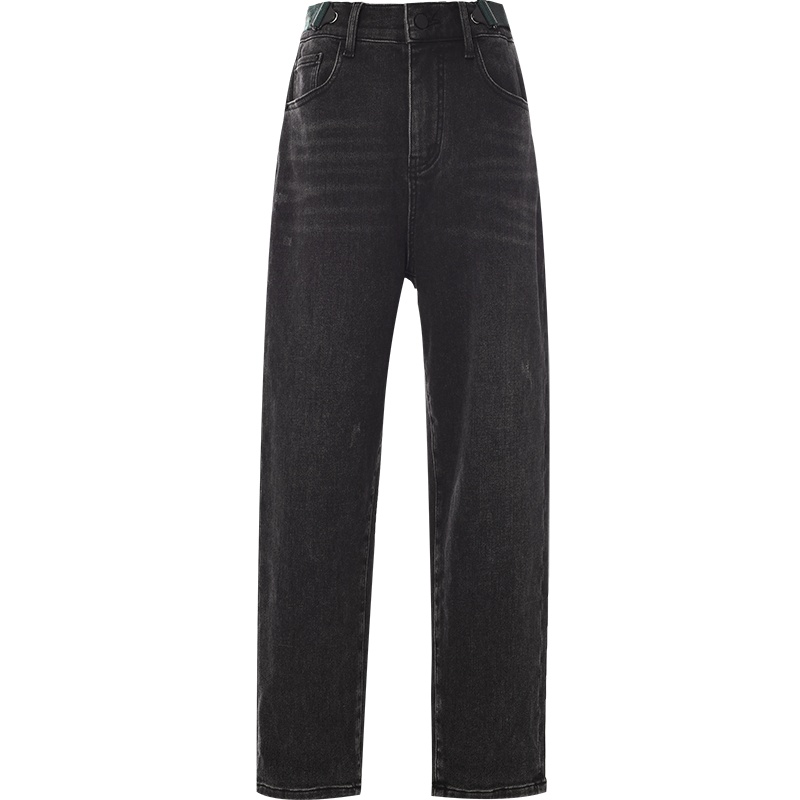 欧昵雪冬装复古高腰小脚九分牛仔裤女遮胯显瘦哈伦萝卜裤