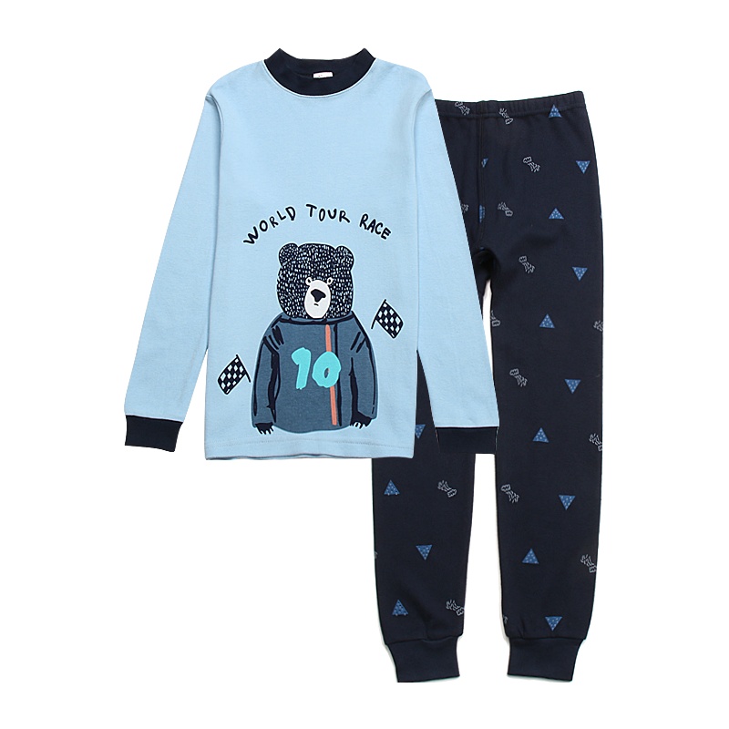 红豆儿童纯棉内衣套装男童半高领套装秋衣秋裤套装