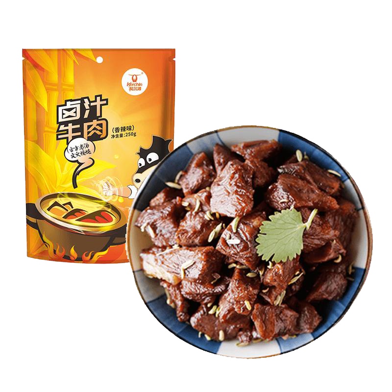 科尔沁 休闲肉脯零食 卤汁牛肉 香辣味 250g 内蒙古特产