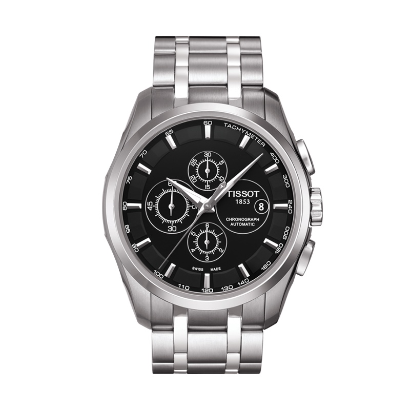 天梭(TISSOT)瑞士手表 夜光多功能复古 库图系列钢带男士机械表T035.627.11.051.00