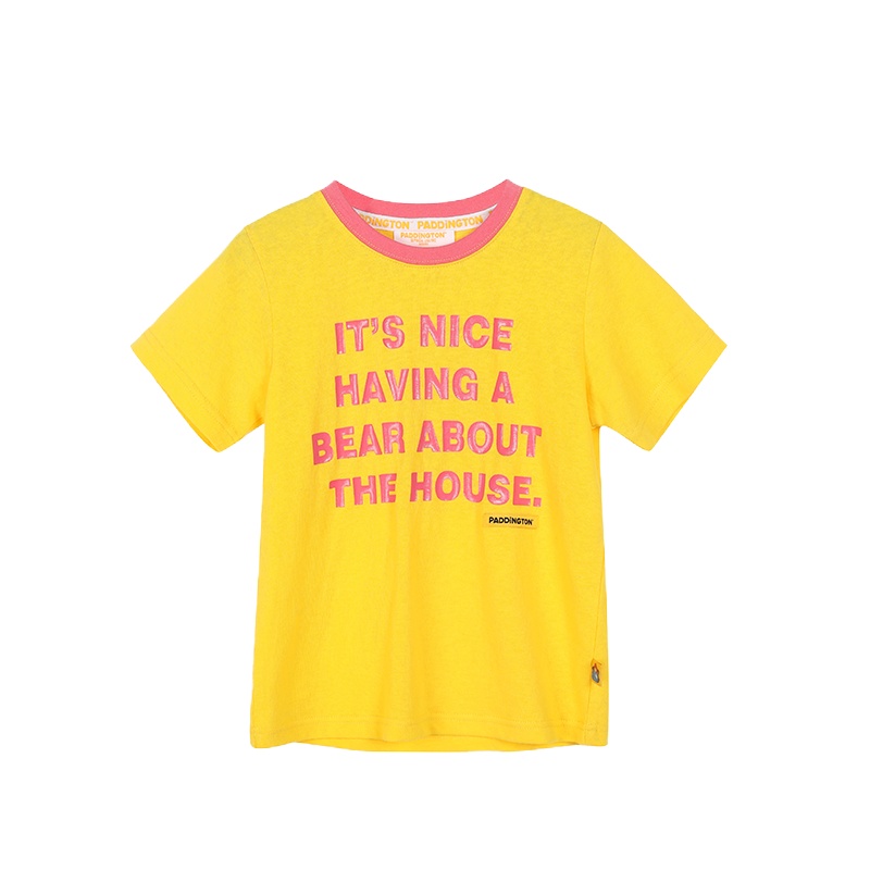 Paddington Bear帕丁顿熊童装女童字母T恤夏季圆领上衣