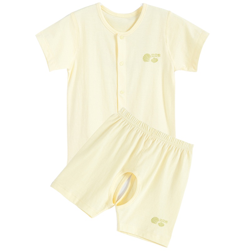 贝贝怡婴儿内衣套装夏男女宝宝短袖短裤纯棉开裆两件套BB8033