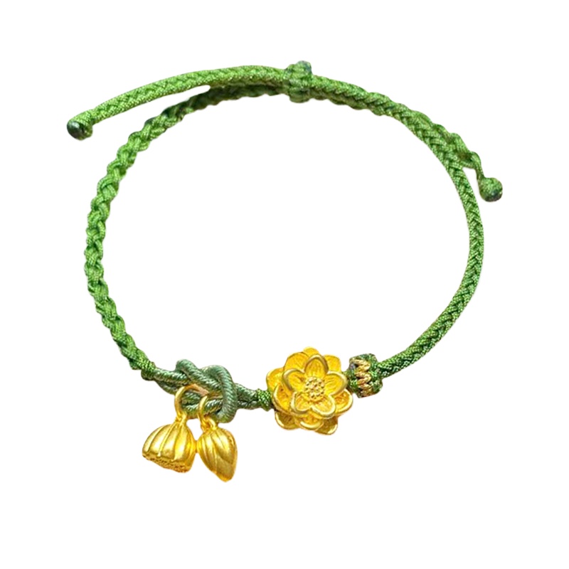 Letrange黄金手链999足金两世欢莲花莲蓬转运珠手绳