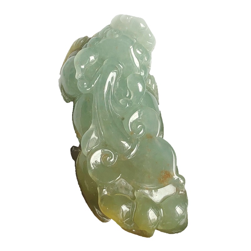 缘源珠宝 天然A货翡翠吊坠 冰糯底黄翡貔貅翡翠吊坠 男女玉坠挂件 附送证书