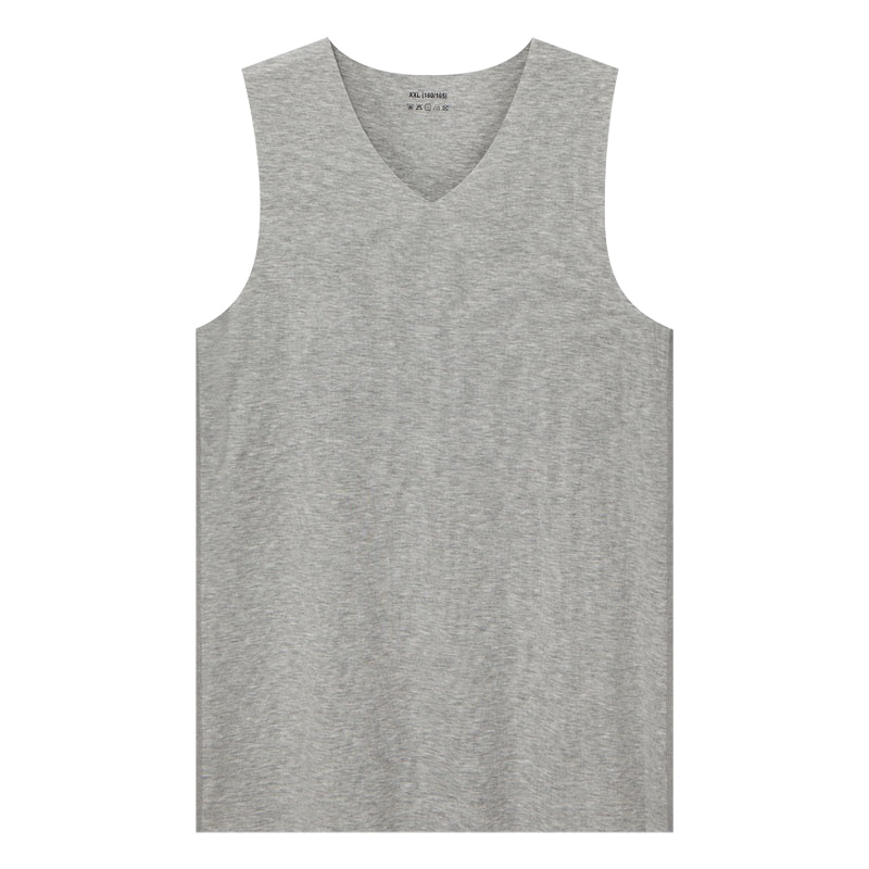 爱帝新款男士棉背心T恤衫V领纯白打底衫无痕裁剪质感冰丝t恤单件