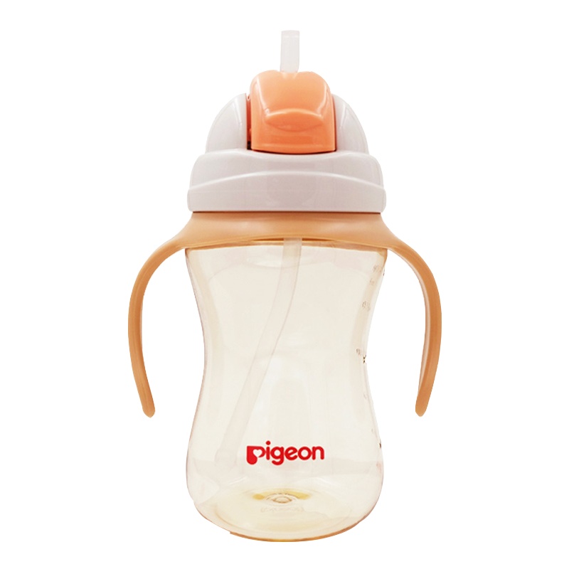 贝亲 双耳便携大容量PPSU吸管杯(澄静灰)400mL DA108