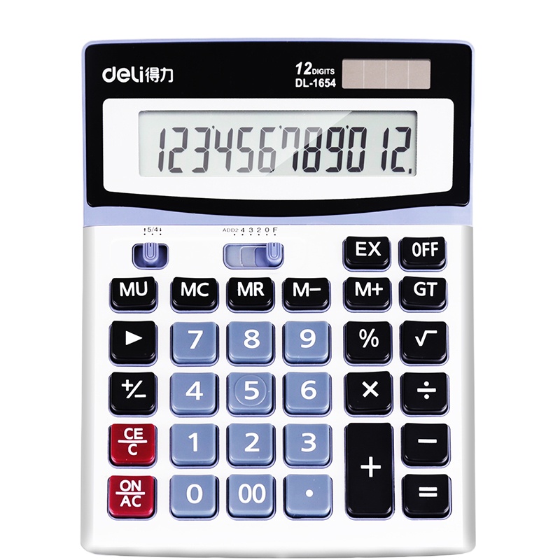 得力(deli)1654DJ点睛 经济型大屏幕计算器 财务专用太阳能大按键