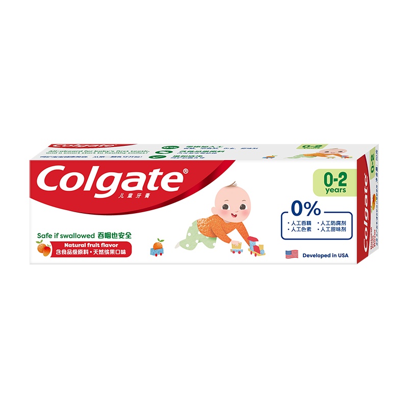 高露洁(Colgate)儿童护理 儿童牙膏婴儿水果味换牙期防蛀健齿(0-2岁)50g