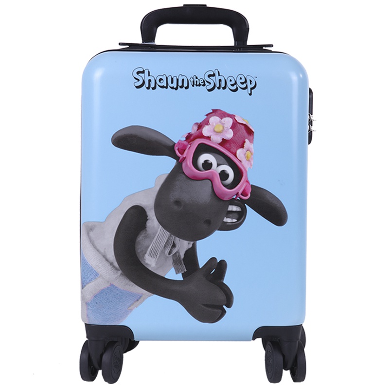 小羊肖恩 16英寸儿童行李箱 小学生拉杆箱登机箱万向轮旅行箱 蓝色 SC8103
